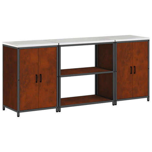 vidaXL Kitchen Storage Set HATTEM 3 pcs Rusty Steel