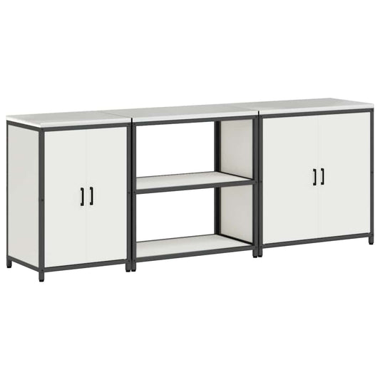 vidaXL Kitchen Storage Set HATTEM 3 pcs White Cold-rolled Steel