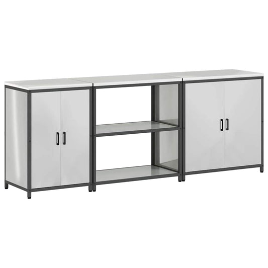 vidaXL Kitchen Storage Set HATTEM 3 pcs Silver Galvanised Steel