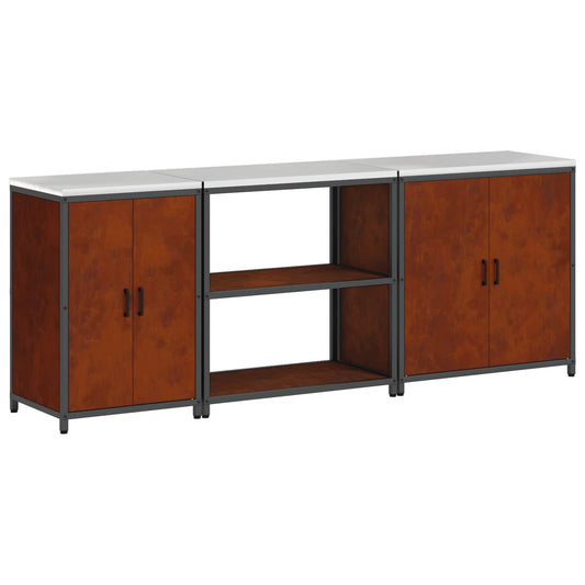vidaXL Kitchen Storage Set HATTEM 3 pcs Rusty Steel