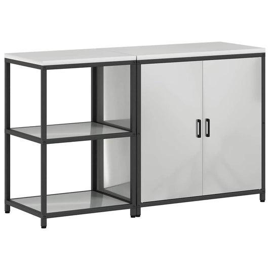 vidaXL Kitchen Storage Set HATTEM 2 pcs Silver Galvanised Steel