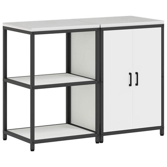 vidaXL Kitchen Storage Set HATTEM 2 pcs White Cold-rolled Steel