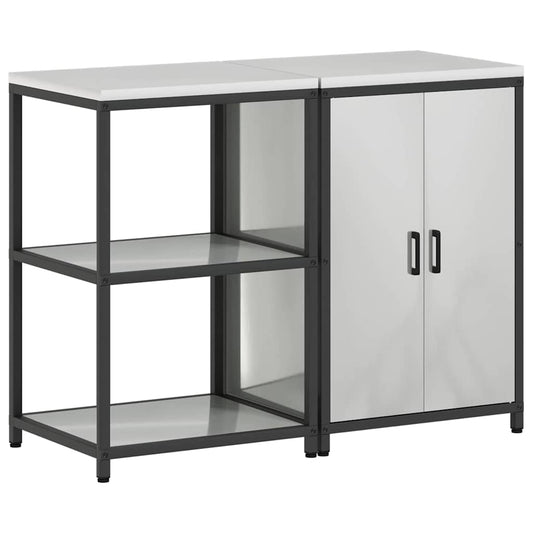 vidaXL Kitchen Storage Set HATTEM 2 pcs Silver Galvanised Steel