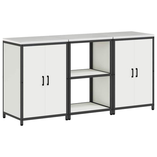 vidaXL Kitchen Storage Set HATTEM 3 pcs White Cold-rolled Steel