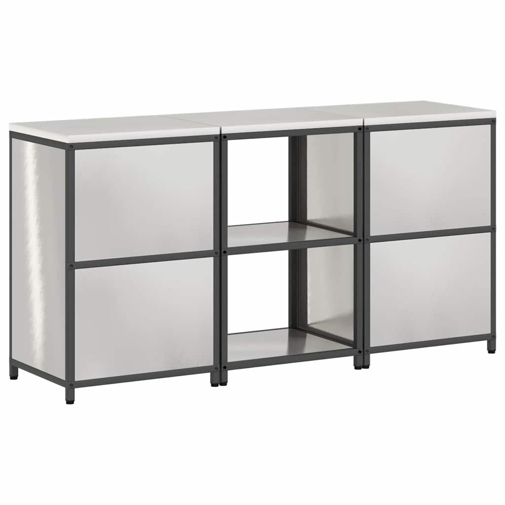 vidaXL Kitchen Storage Set HATTEM 3 pcs Silver Stainless Steel