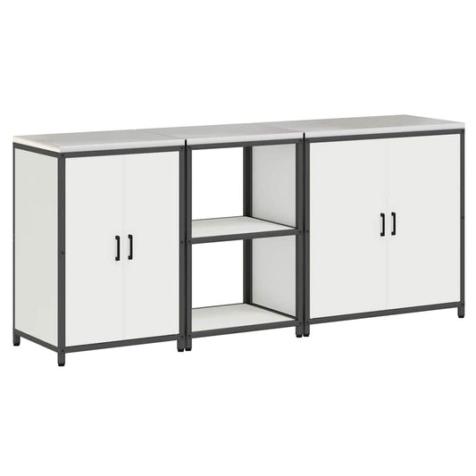 vidaXL Kitchen Storage Set HATTEM 3 pcs White Cold-rolled Steel