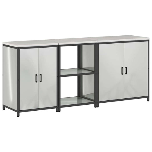 vidaXL Kitchen Storage Set HATTEM 3 pcs Silver Galvanised Steel