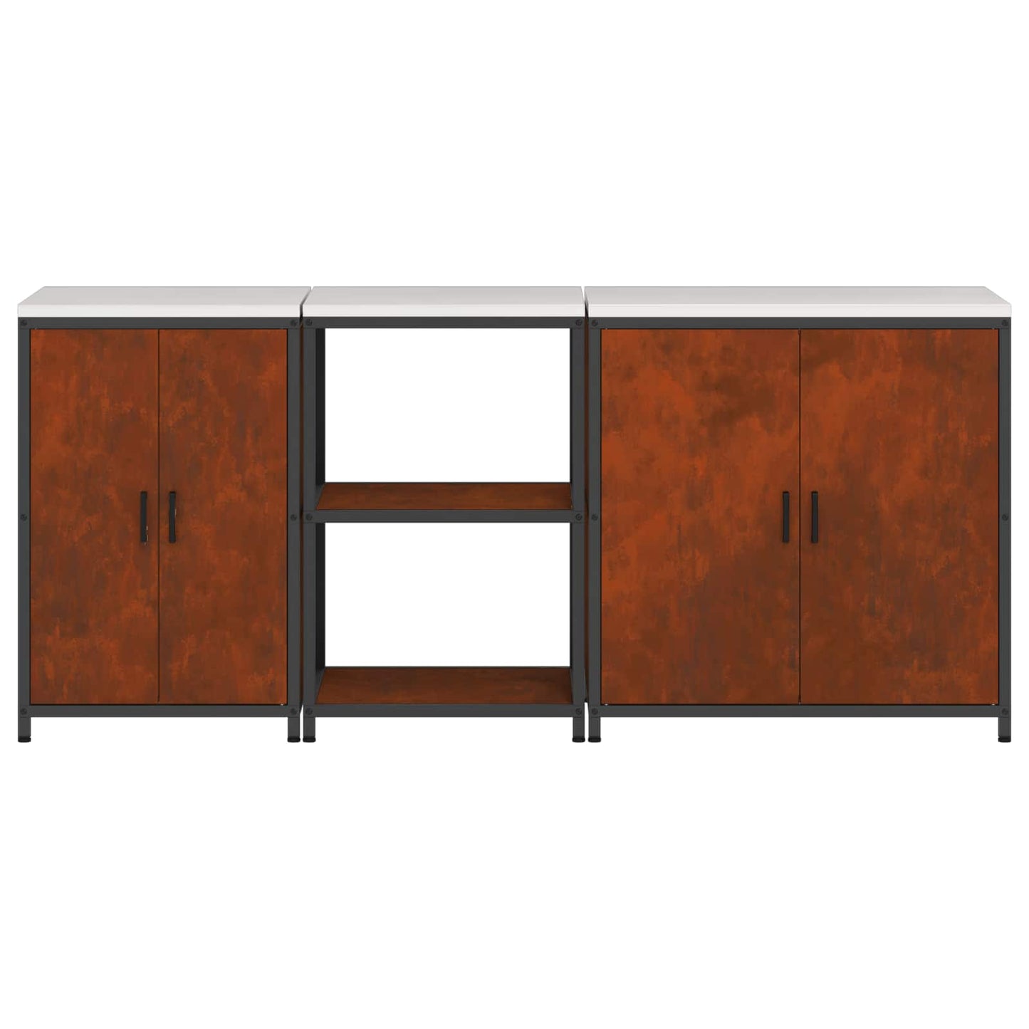 vidaXL Kitchen Storage Set HATTEM 3 pcs Rusty Steel