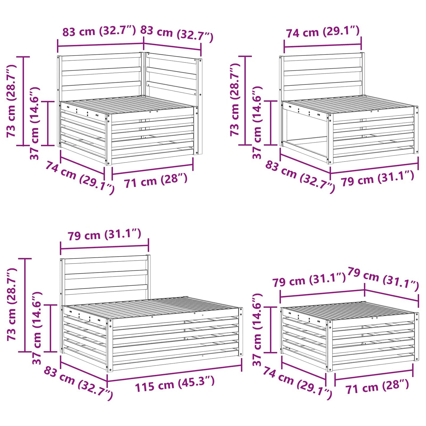 vidaXL Outdoor Sofa Set 6 Piece