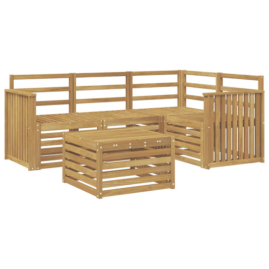 vidaXL Outdoor Sofa Set 5 pcs White 59 x 59 x 37 cm Solid Acacia Wood