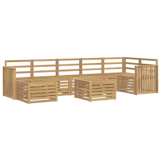 vidaXL Outdoor Sofa Set 8 pcs White 59 x 59 x 37 cm Solid Acacia Wood