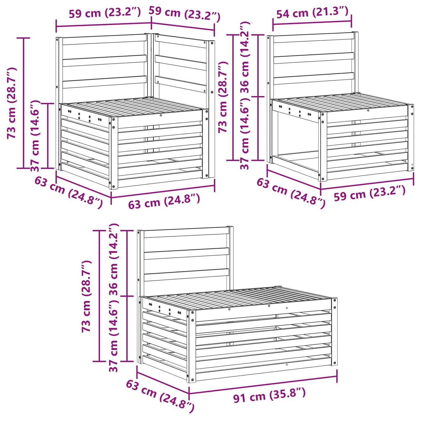 vidaXL Outdoor Sofa Set 4 Piece White Solid Acacia Wood