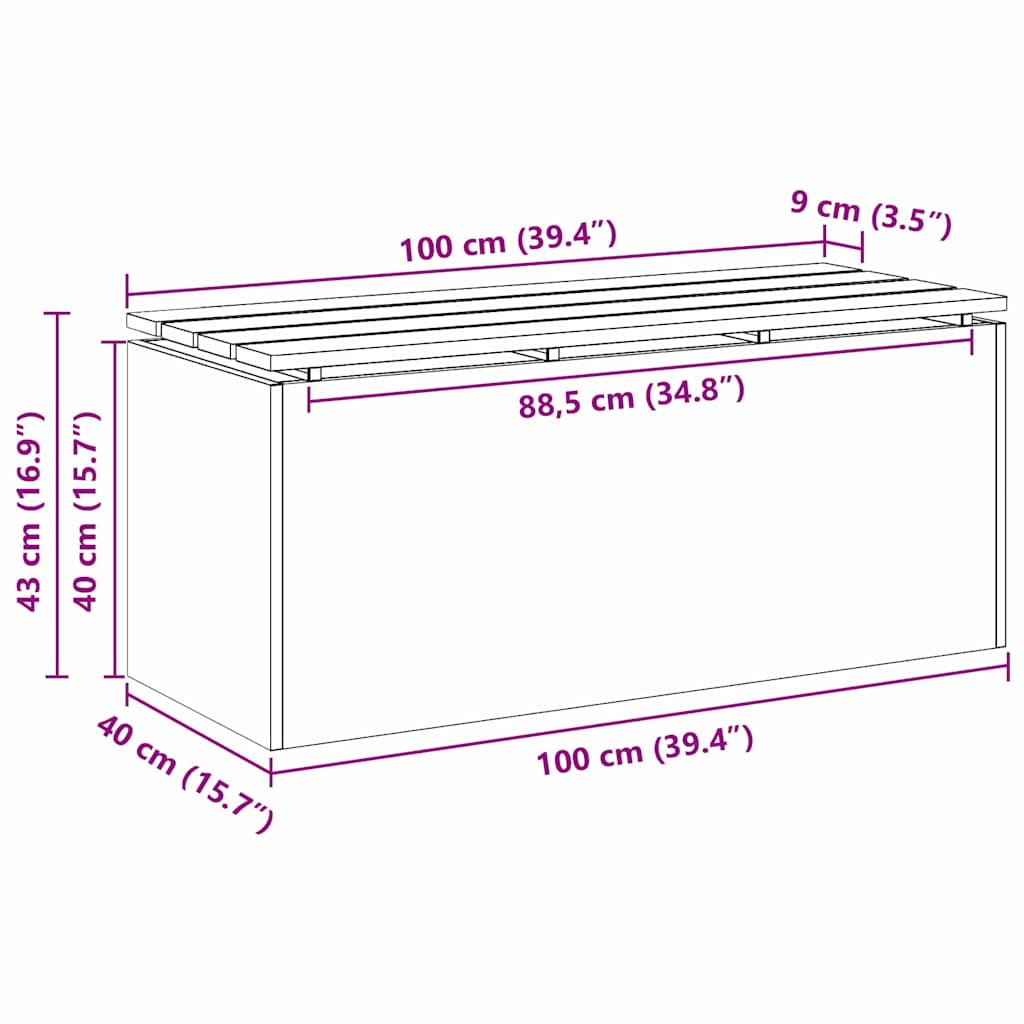 vidaXL Garden Bench Silver 100 x 40 x 43 cm Galvanised steel
