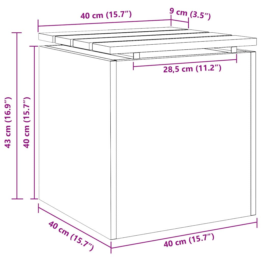 vidaXL Garden Bench Silver 40 x 40 x 43 cm Galvanised steel