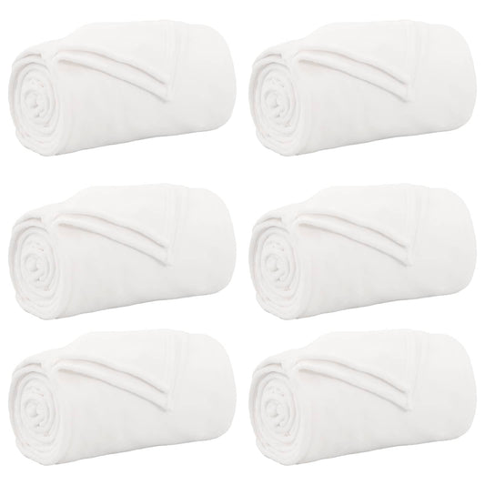 vidaXL Throw Blankets 6 pcs White 220 x 240 cm Fleece