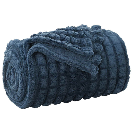 vidaXL Throw Blanket Navy Blue 240 x 220 cm Fleece