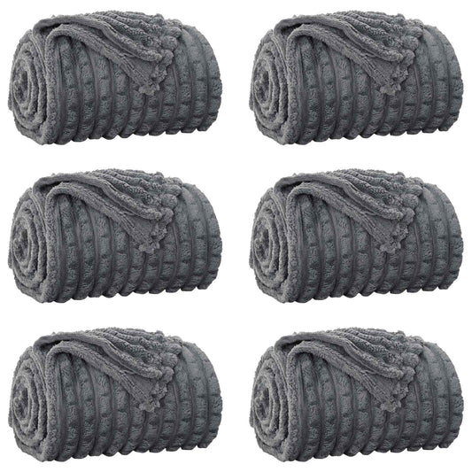 vidaXL Throw Blankets 6 pcs Dark Grey 240 x 220 cm Fleece