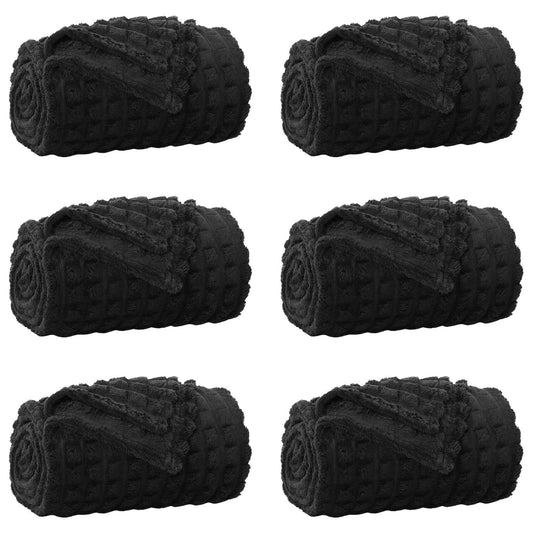 vidaXL Throw Blankets 6 pcs Black 200 x 150 cm Fleece