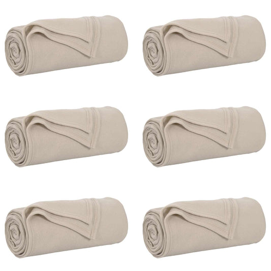 vidaXL Throw Blankets 6 pcs Beige 170 x 130 cm Fleece