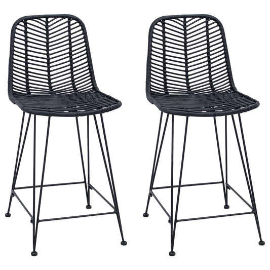 vidaXL Bar Chair 2 pcs Black 44.5 x 54.5 x 97.5 cm Rattan and Iron