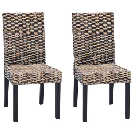 vidaXL Dining Chair 2 pcs Solid Mahogany Wood Black Wash