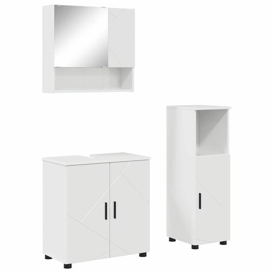 vidaXL Bathroom Furniture Set Wall-mounted 3 pcs High Gloss White