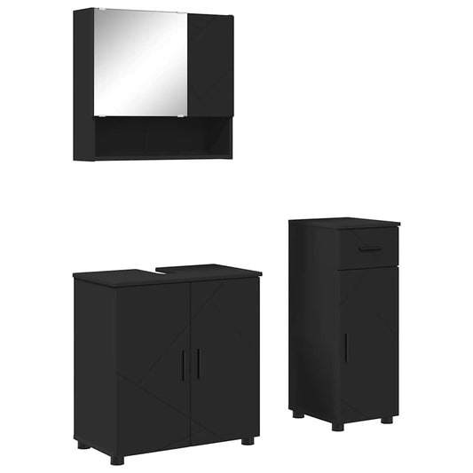 vidaXL Bathroom Furniture Set 3 pcs Black 61 x 35 x 64 cm