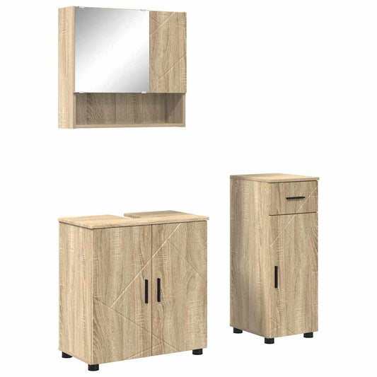 vidaXL Bathroom Furniture Set 3 pcs Sonoma Oak 61 x 35 x 64 cm