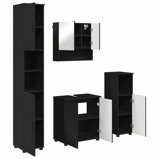vidaXL Bathroom Furniture Set 4 pcs Black 61 x 35 x 64 cm