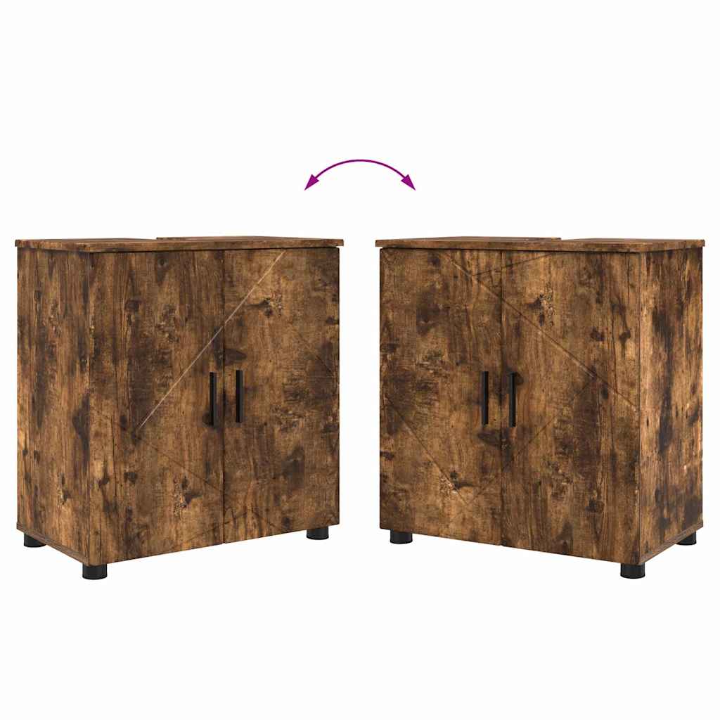 vidaXL Bathroom Furniture Set 4 pcs Smoked Oak 61 x 35 x 64 cm