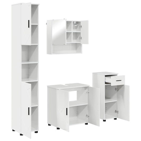 vidaXL Bathroom Furniture Set with Drawer 4 pcs High Gloss White