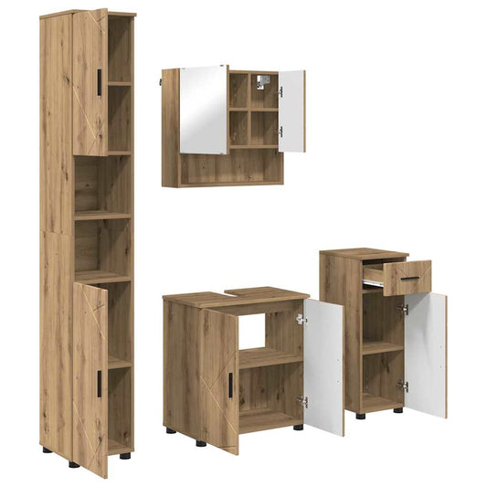 vidaXL Bathroom Furniture Set 4 pcs Artisan Oak 61 x 35 x 64 cm