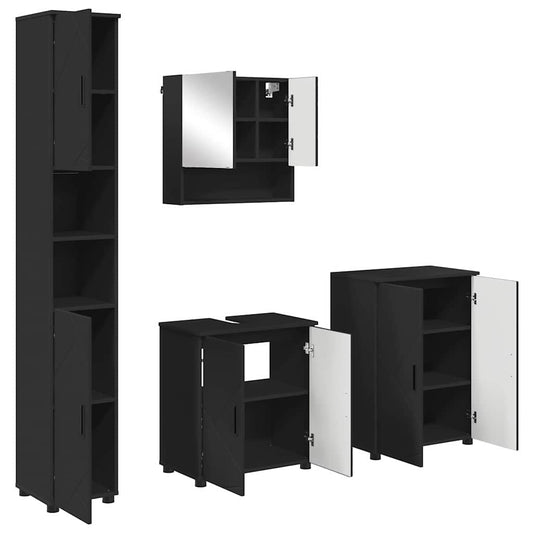 vidaXL Bathroom Furniture Set 4 pcs Black 61 x 35 x 64 cm