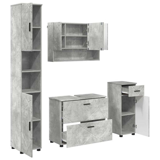 vidaXL Bathroom Furniture Set with Drawer 4 pcs Concrete Grey