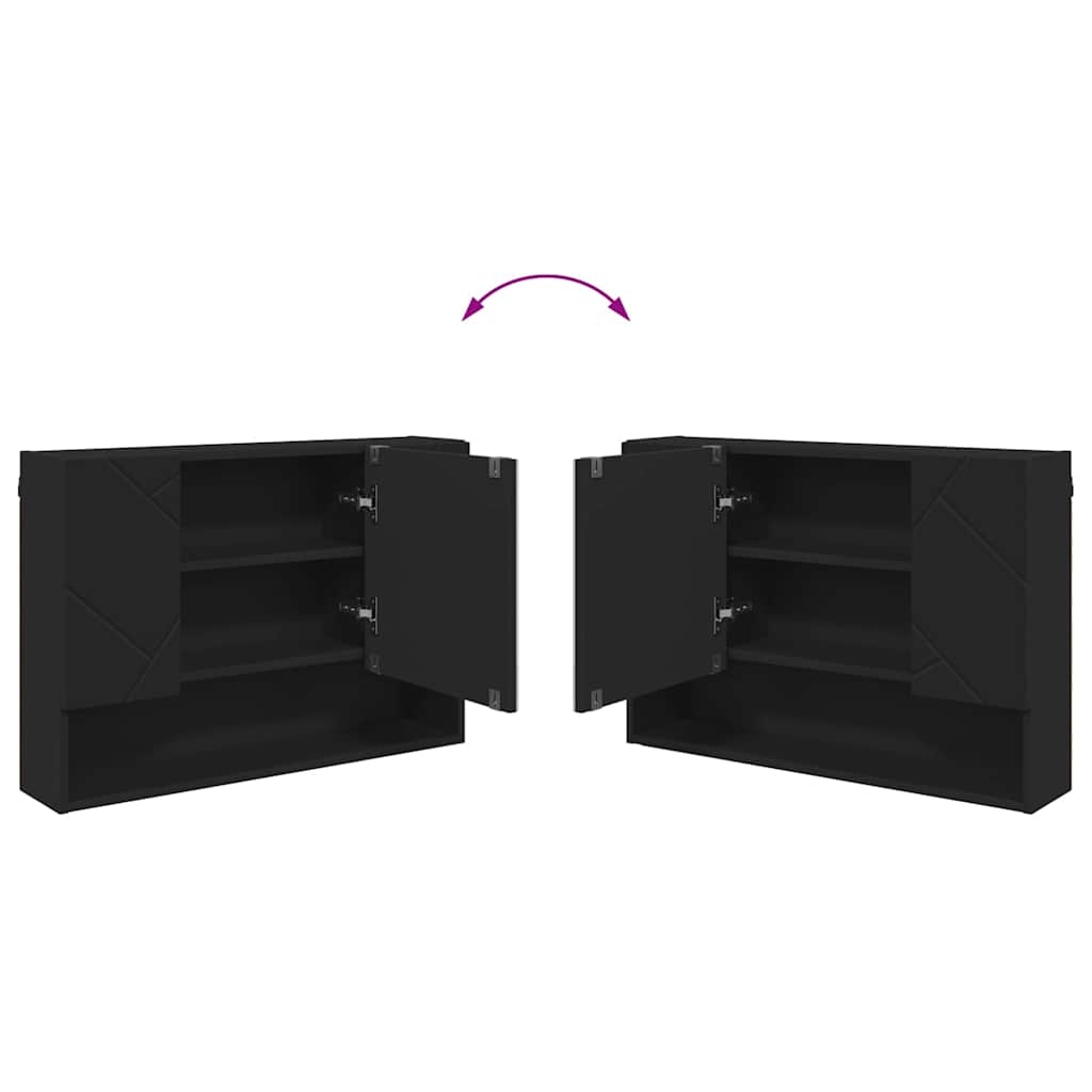 vidaXL Bathroom Furniture Set 4 pcs Black Engineered Wood and Metal