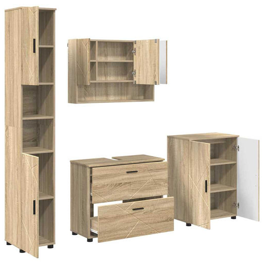 vidaXL Bathroom Furniture Set with Drawer with Shelf 4 pcs Sonoma Oak