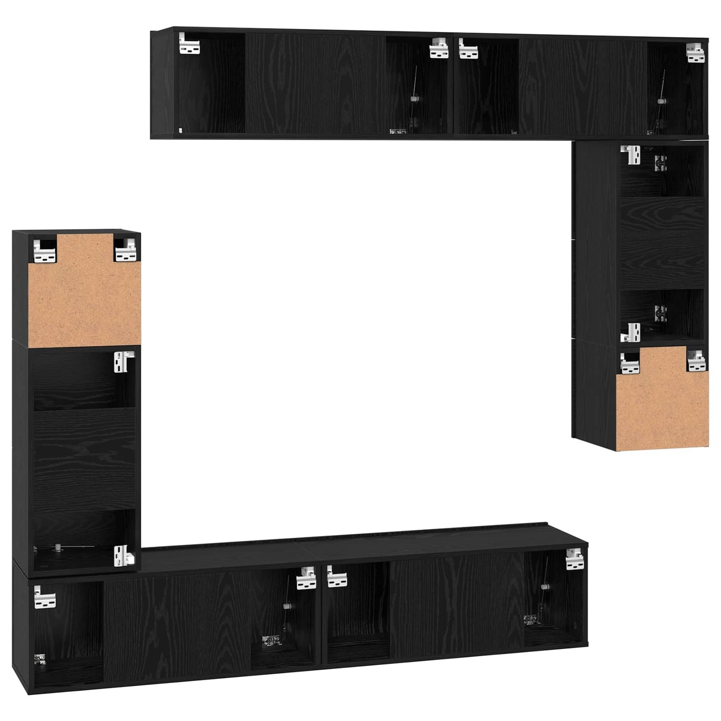 vidaXL TV Cabinet Set 8 pcs Black Oak Engineered Wood