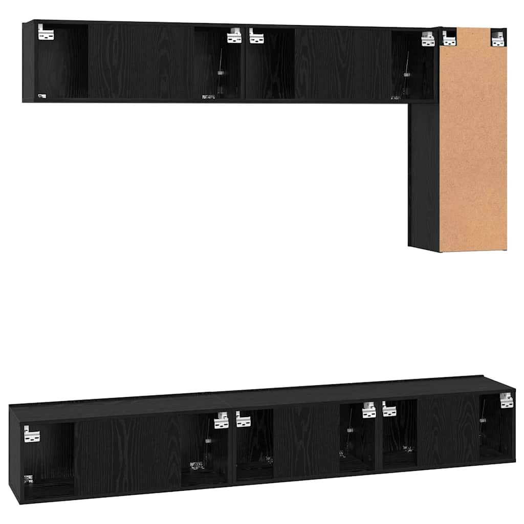 vidaXL TV Cabinet Set 6 pcs Black Oak Engineered Wood