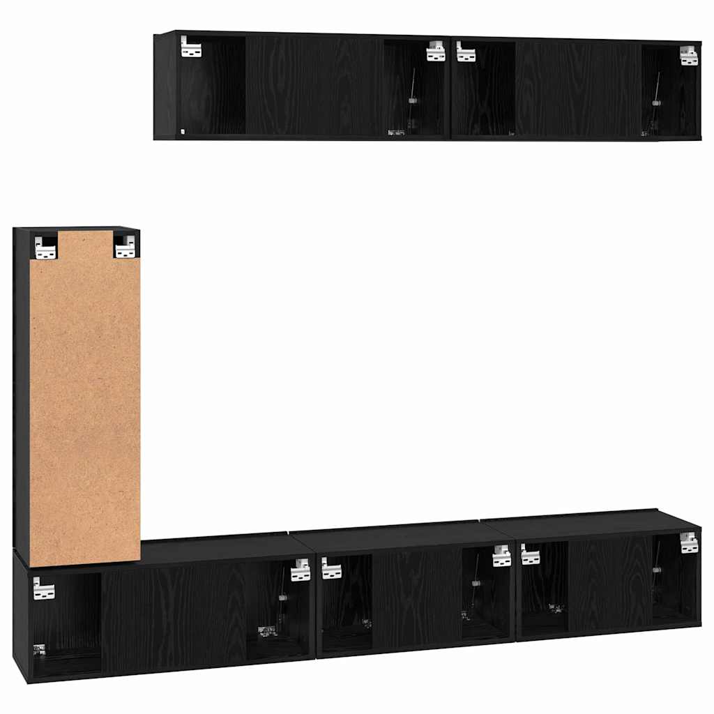 vidaXL TV Cabinet Set 6 pcs Black Oak Engineered Wood