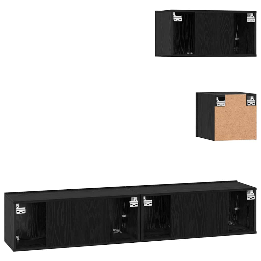 vidaXL TV Cabinet Set 4 pcs Black Oak Engineered Wood