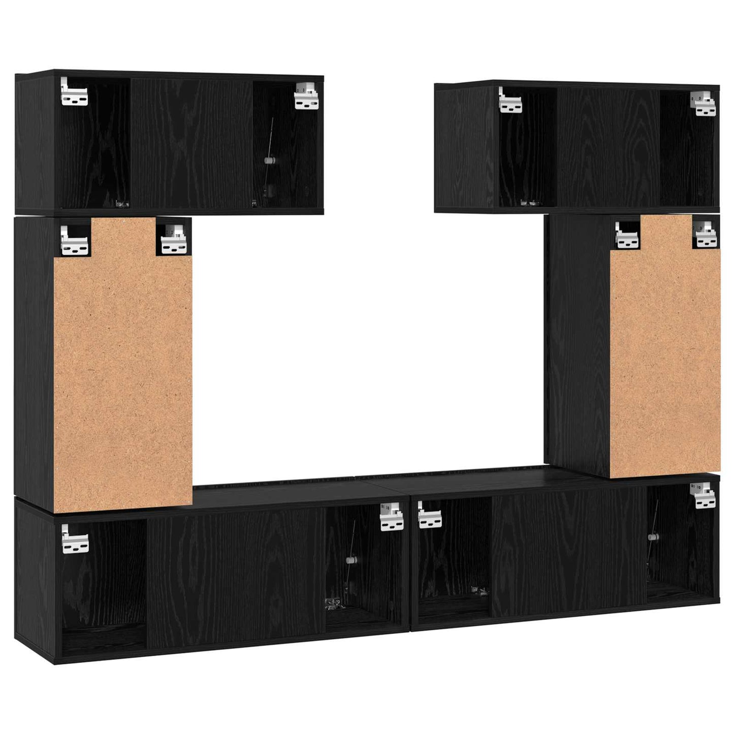 vidaXL TV Cabinet Set 6 pcs Black Oak Engineered Wood
