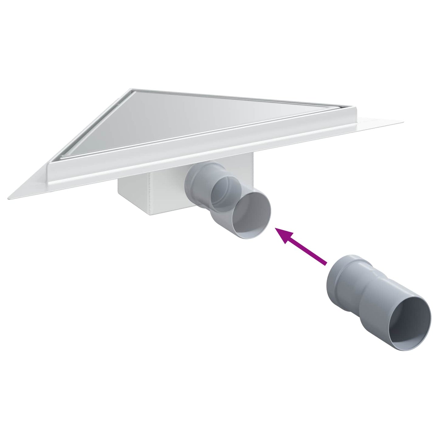 vidaXL 2 in 1 Triangle Shower Drain Silver 32 x 32 x 7.5 cm