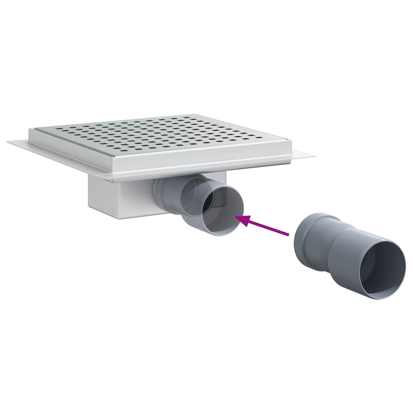 vidaXL Dot Shower Drain Silver 20 x 20 cm Stainless Steel 304