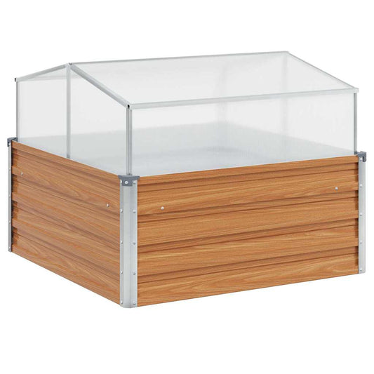 vidaXL Garden Planter with Greenhouse Light Brown 100 x 100 x 77 cm