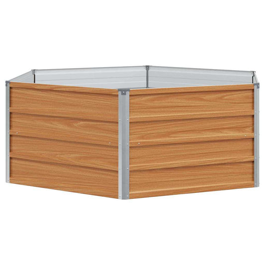 vidaXL Raised Garden Bed Wood Look 129 x 129 x 45 cm Galvanised Steel