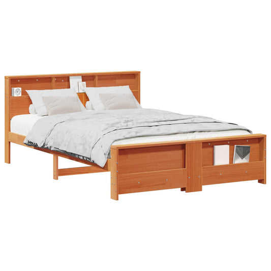 vidaXL Bed Frame with Headboard Wax Brown 150 x 200 cm Engineered Wood