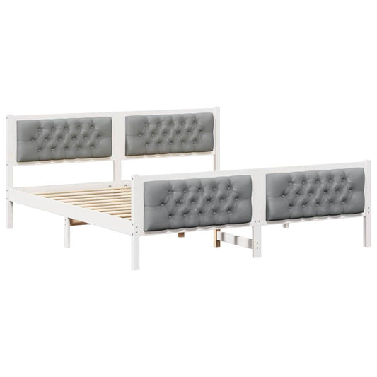 vidaXL Bed Frame Light Grey 180 x 200 cm Solid Pine Wood