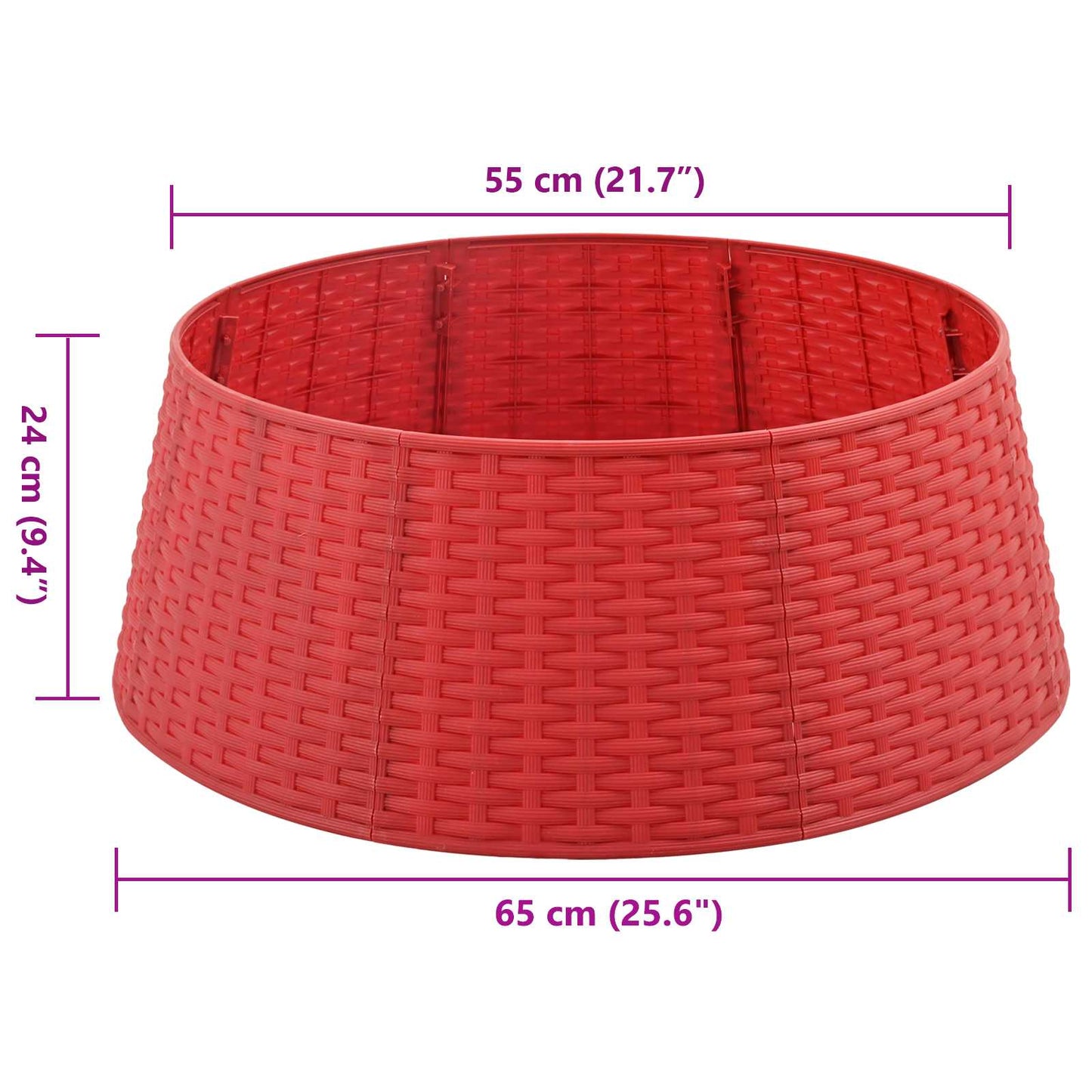vidaXL ChristmasTreeSkirt Red Ø 65 x 24 cm Plastic