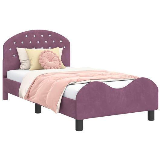 vidaXL Children's Bed Frame with Headboard Purple 80 x 160 cm Velvet