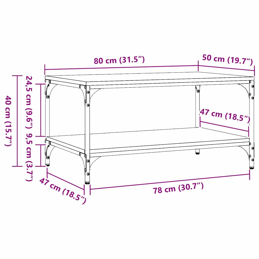 vidaXL Coffee Table Black Oak 82 x 50 x 40 cm Engineered Wood
